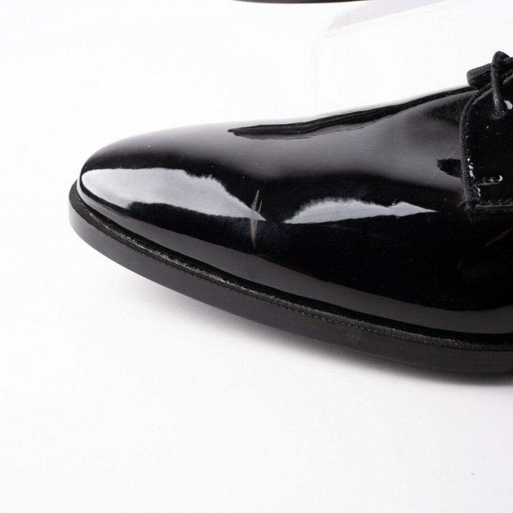 Zara Mens Black Derby Shoes Patent Finish Sz 12 45 - Picture 9 of 11